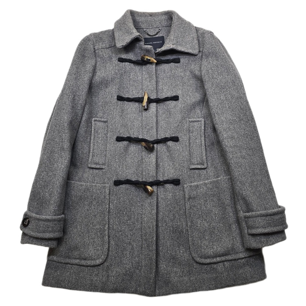 Banana Republic Duffle Coat Women's Small‎ Gray Wool Blend Toggle Closure